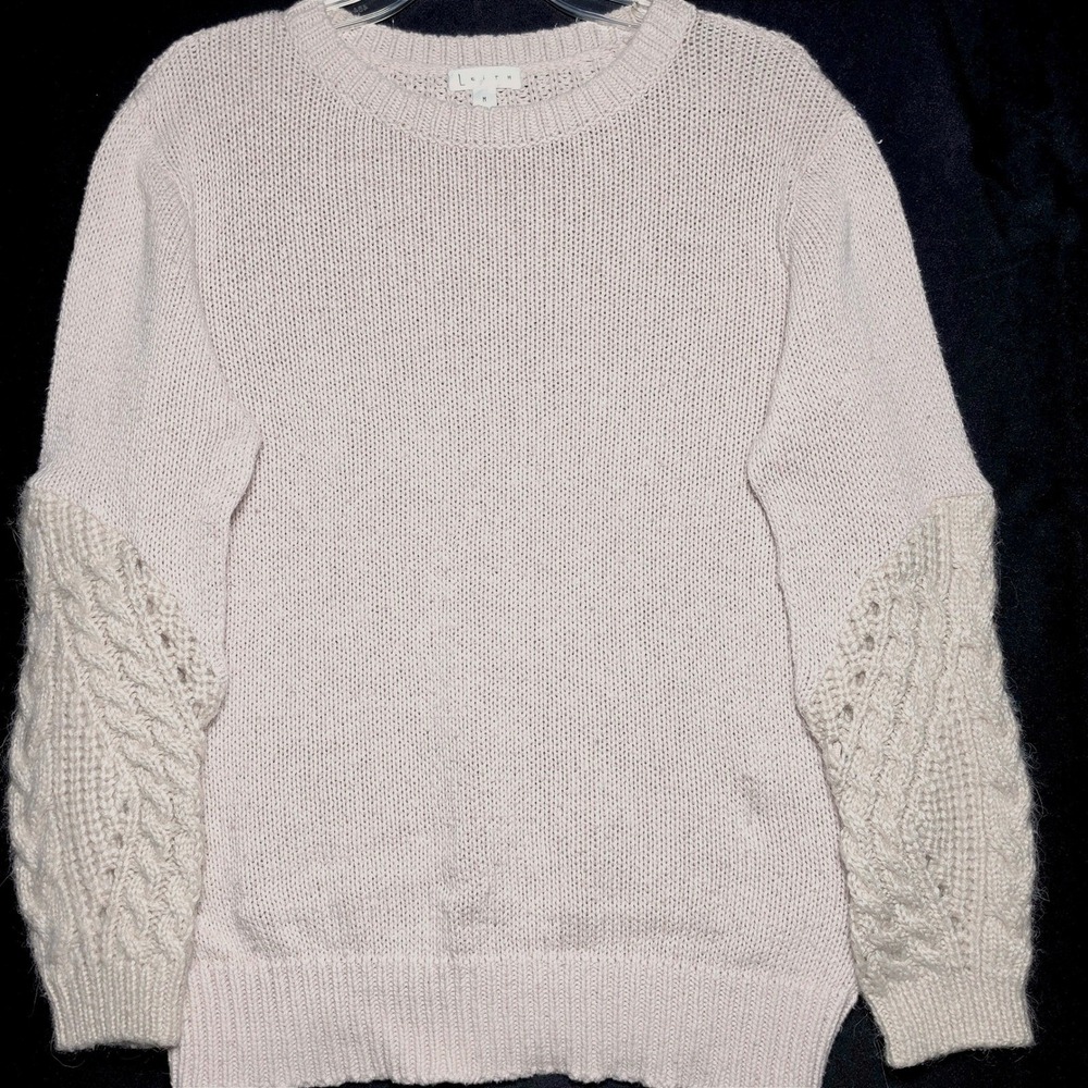 Leith Vintage Womens Round Neck Knit Sweater Alpaca Wool Blend Medium 1004